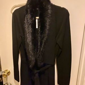 Banana Republic Black Fur Collar Sweater size M